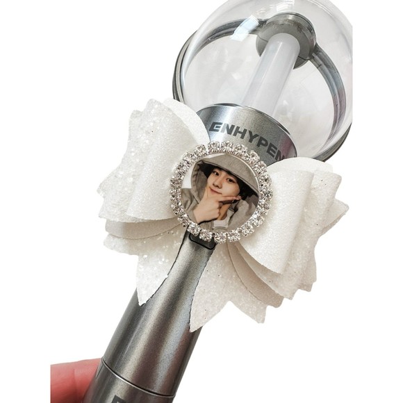 JUNGWON Enhypen Photo Light Stick Bow Decoration Kpop Photo Engene white - Picture 1 of 1
